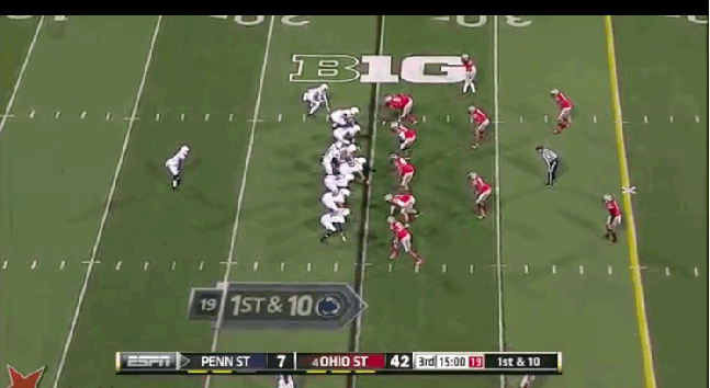 Spence v PSU 2013_beats TE run block